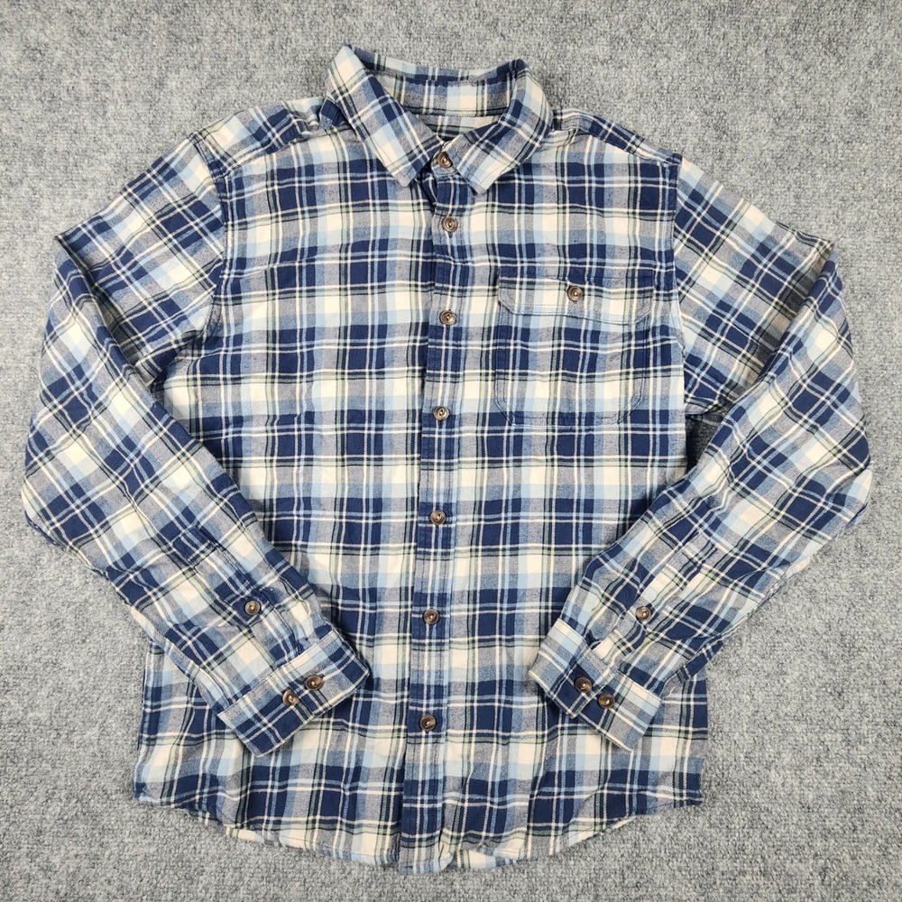 Patagonia Fjord Flannel Shirt Mens Small Blue Plaid Organic Cotton Button Down